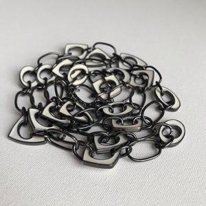 Genuine Hematite White Enamel Long Necklace